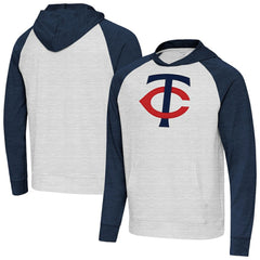 Minnesota Twins Antigua Urgent Pullover Hoodie Heather Navy/Gray