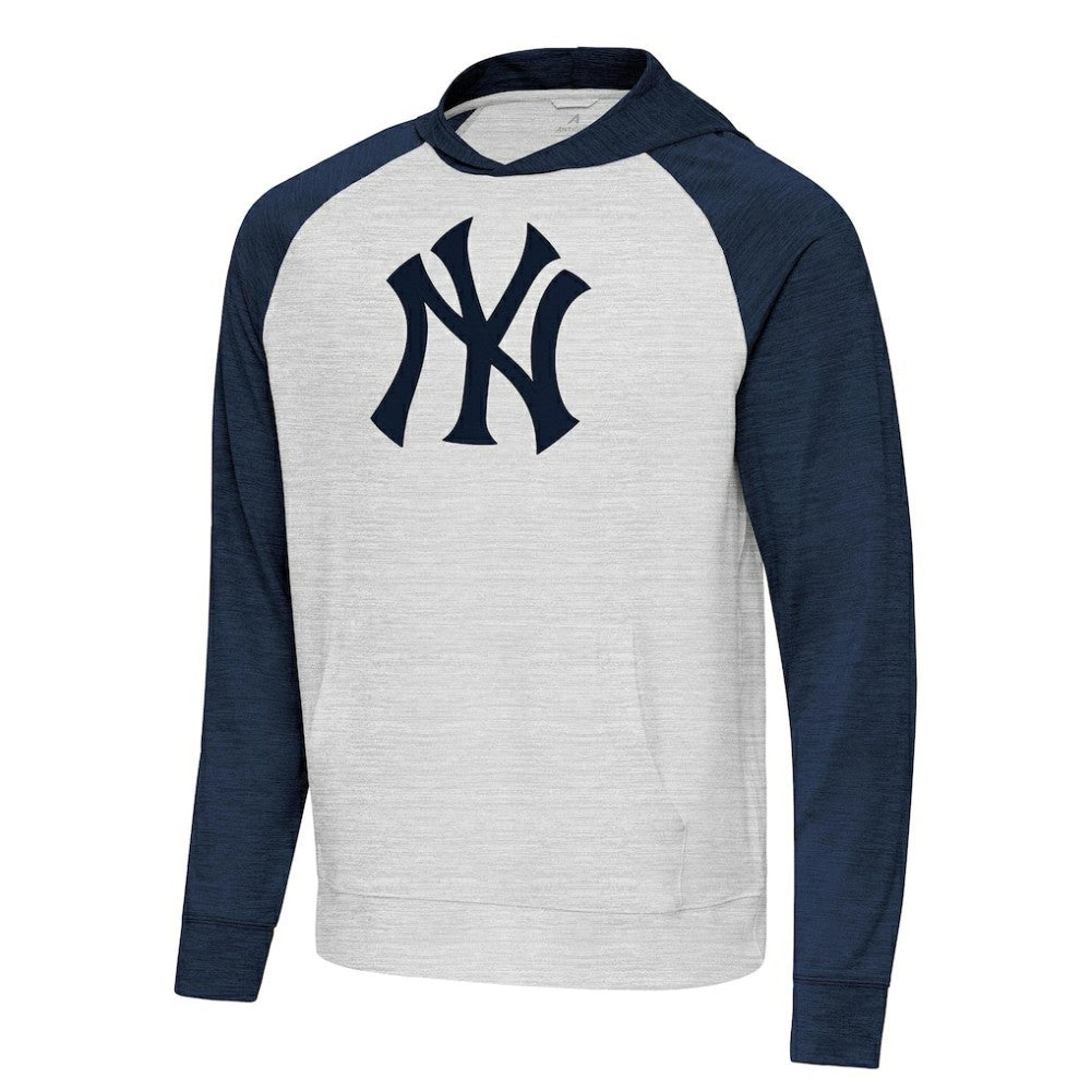 New York Yankees Antigua Urgent Pullover Hoodie Heather Navy/Gray