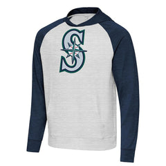 Seattle Mariners Antigua Urgent Pullover Hoodie Heather Navy/Gray