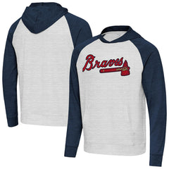 Atlanta Braves Antigua Urgent Pullover Hoodie Heather Navy/Gray