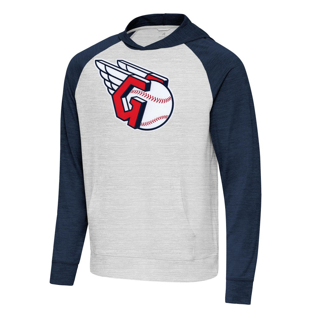 Cleveland Guardians Antigua Urgent Pullover Hoodie Heather Navy/Gray