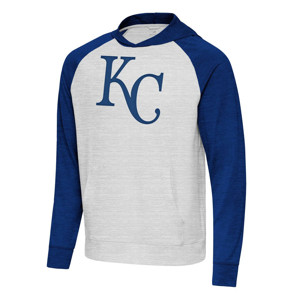 Kansas City Royals Antigua Urgent Pullover Hoodie Royal/Gray