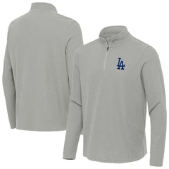 Los Angeles Dodgers Antigua Sync Tri-Blend Quarter-Zip Pullover Heather Gray