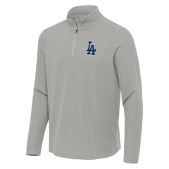 Los Angeles Dodgers Antigua Sync Tri-Blend Quarter-Zip Pullover Heather Gray