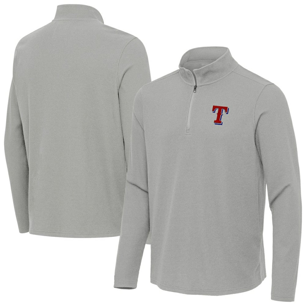 Texas Rangers Antigua Sync Tri-Blend Quarter-Zip Pullover Heather Gray