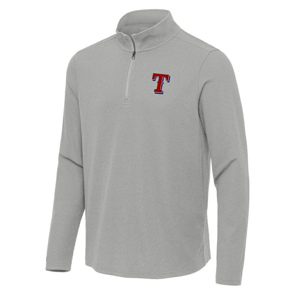 Texas Rangers Antigua Sync Tri-Blend Quarter-Zip Pullover Heather Gray