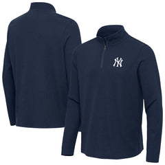 New York Yankees Antigua Sync Tri-Blend Quarter-Zip Pullover Heather Navy