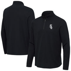 Chicago White Sox Antigua Sync Tri-Blend Quarter-Zip Pullover Heather Black