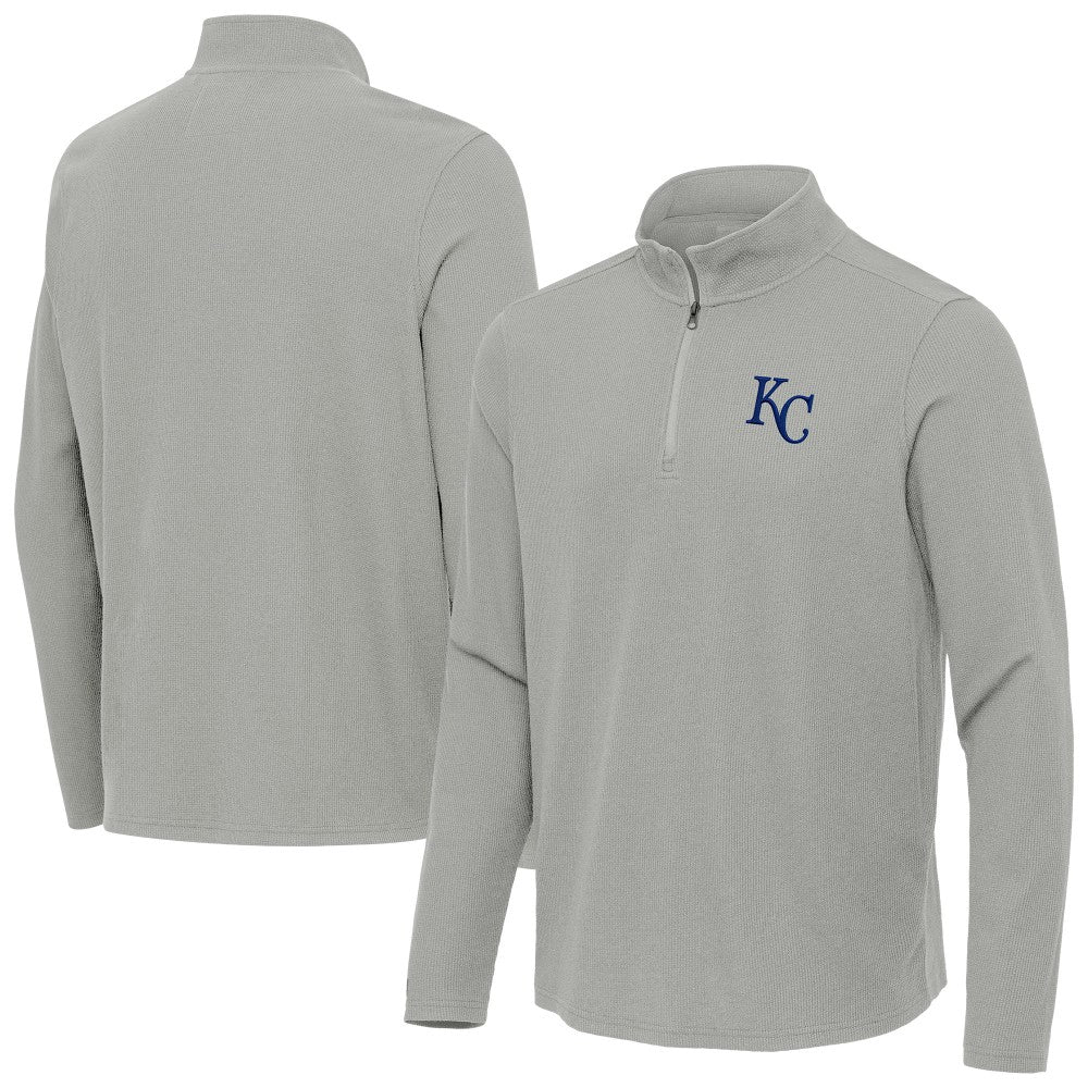 Kansas City Royals Antigua Sync Tri-Blend Quarter-Zip Pullover Heather Gray