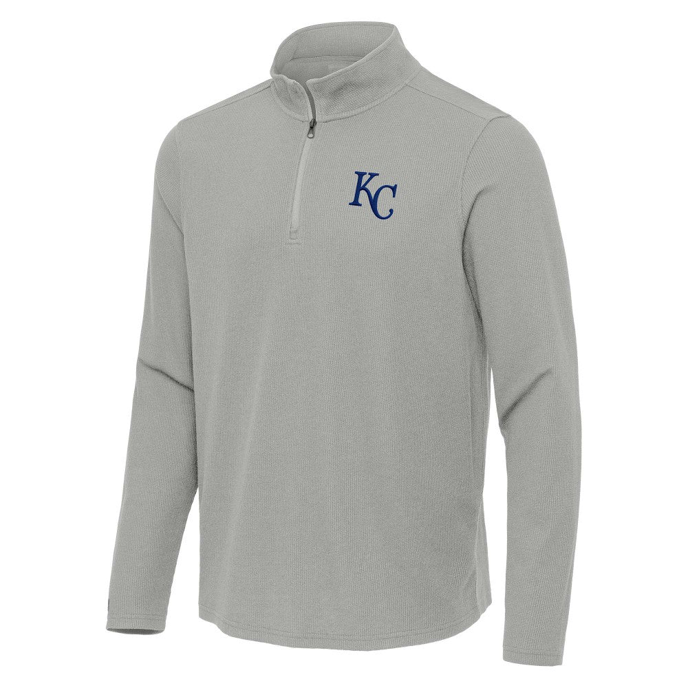Kansas City Royals Antigua Sync Tri-Blend Quarter-Zip Pullover Heather Gray