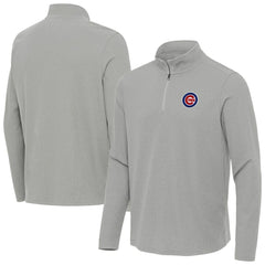 Chicago Cubs Antigua Sync Tri-Blend Quarter-Zip Pullover Heather Gray