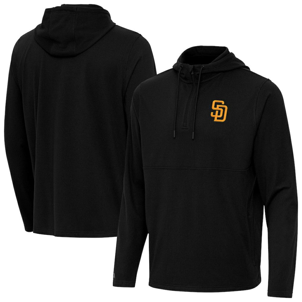 San Diego Padres Antigua Connected Quarter-Zip Pullover Hoodie Black