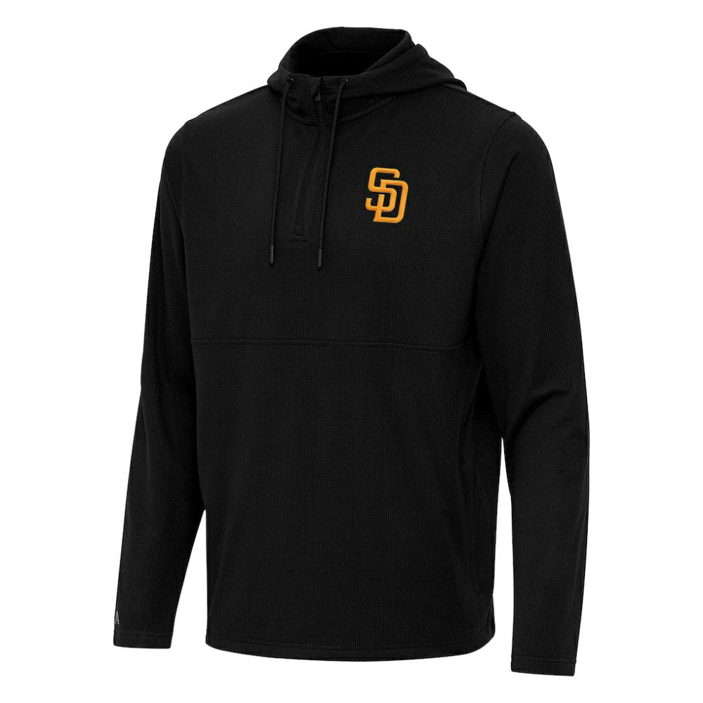 San Diego Padres Antigua Connected Quarter-Zip Pullover Hoodie Black
