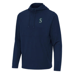 Seattle Mariners Antigua Connected Quarter-Zip Pullover Hoodie Navy