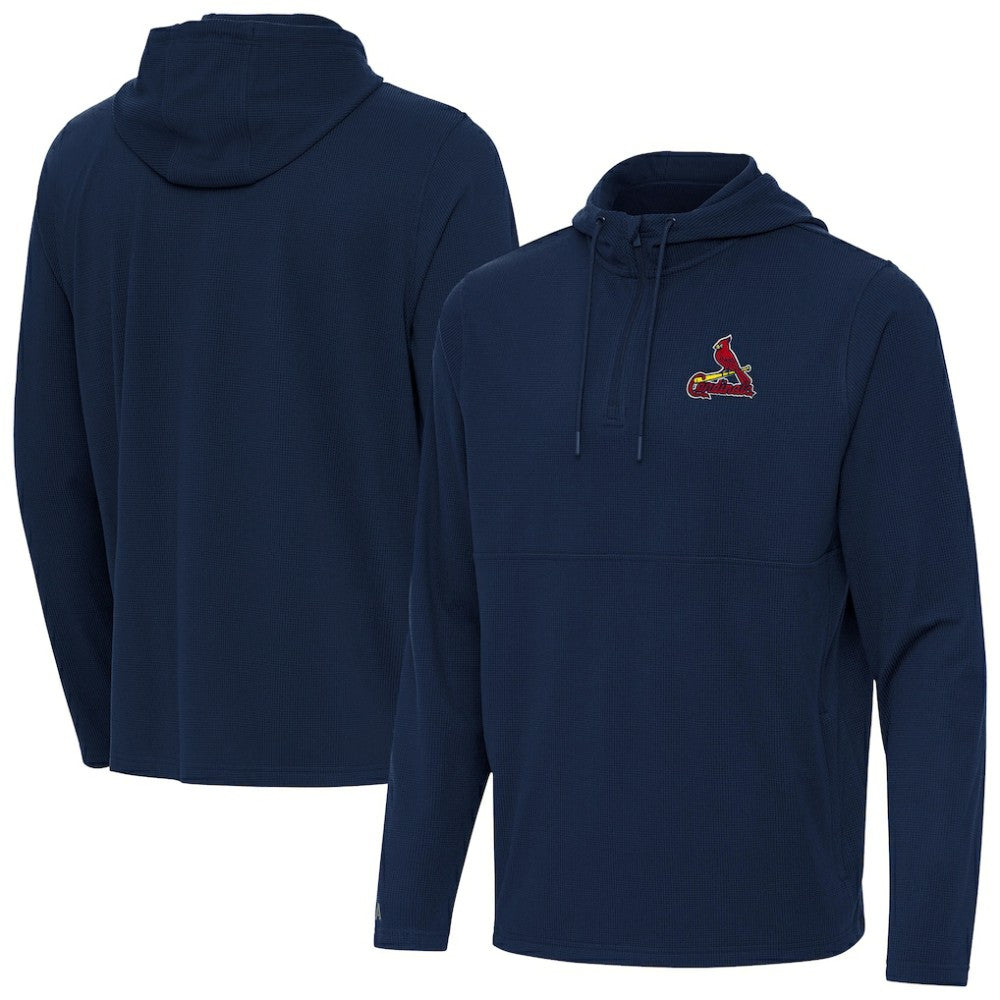 St. Louis Cardinals Antigua Connected Quarter-Zip Pullover Hoodie Navy