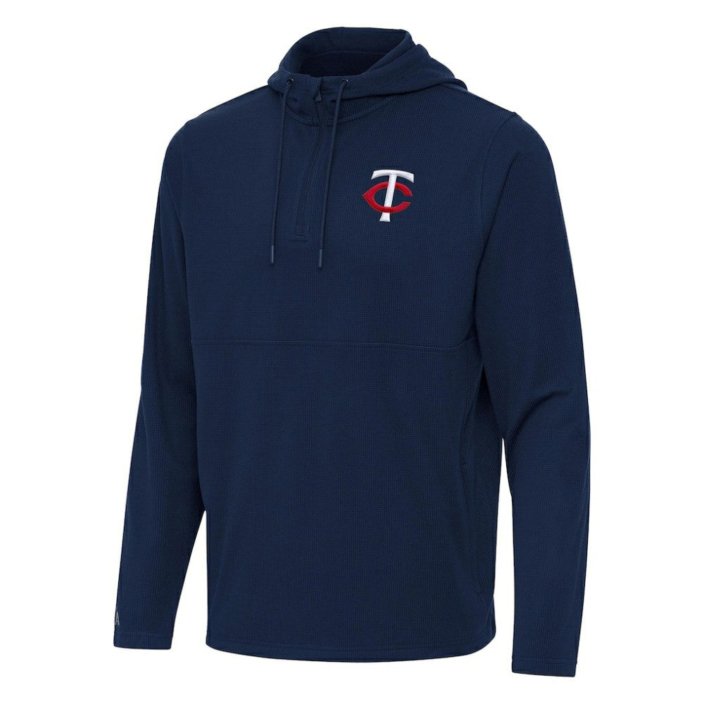 Minnesota Twins Antigua Connected Quarter-Zip Pullover Hoodie Navy