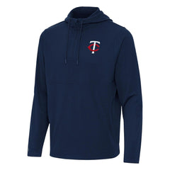 Minnesota Twins Antigua Connected Quarter-Zip Pullover Hoodie Navy