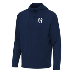 New York Yankees Antigua Connected Quarter-Zip Pullover Hoodie Navy