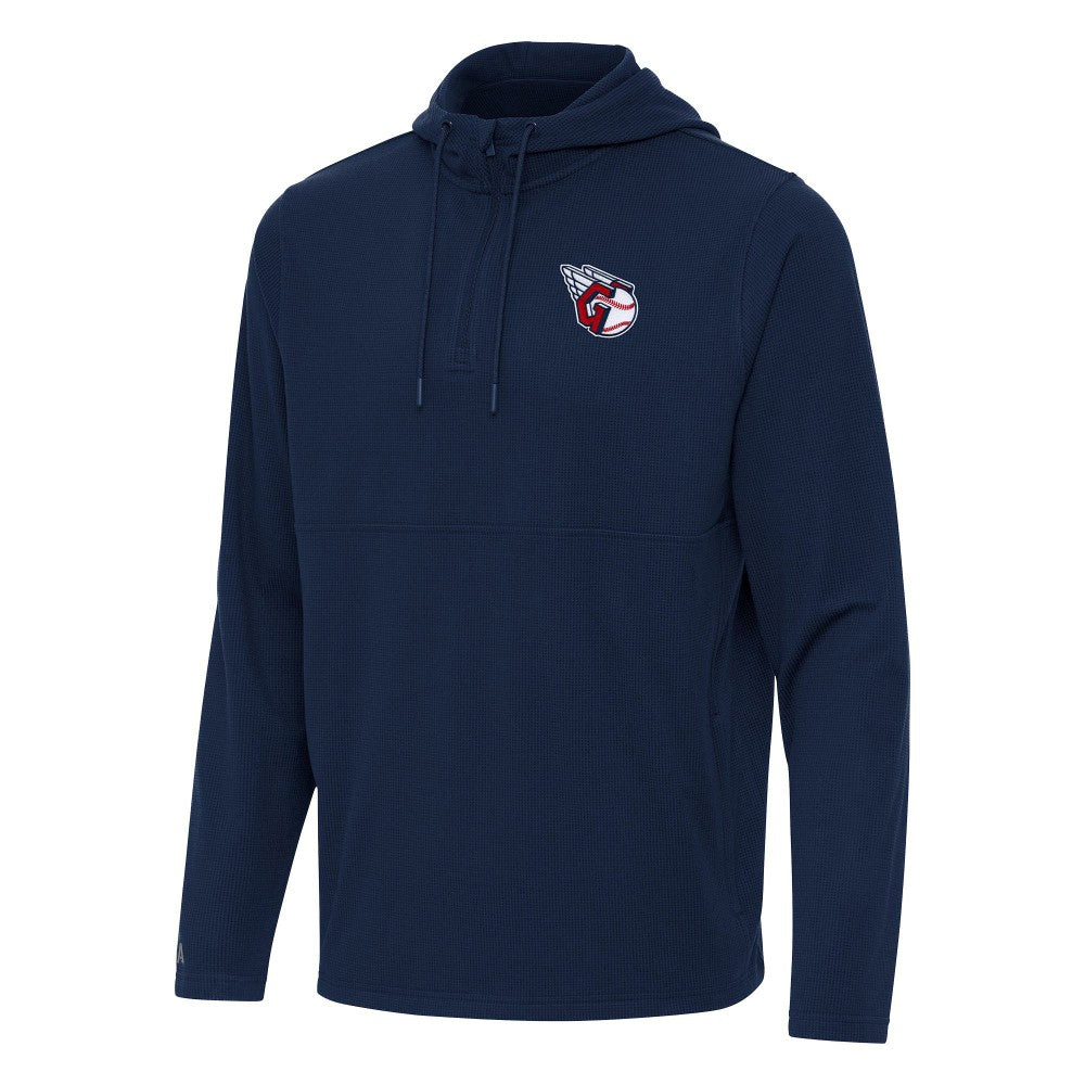 Cleveland Guardians Antigua Connected Quarter-Zip Pullover Hoodie Navy