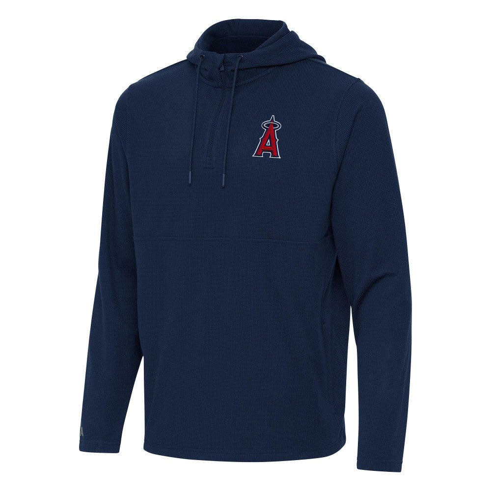 Los Angeles Angels Antigua Connected Quarter-Zip Pullover Hoodie Navy