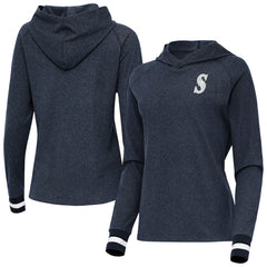 Seattle Mariners Antigua Women's Trek Pullover Hoodie Heather Navy