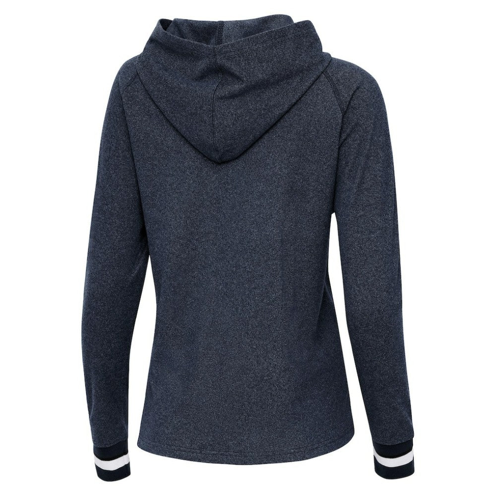 Tampa Bay Rays Antigua Women's Trek Pullover Hoodie Heather Navy