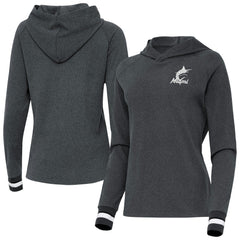 Miami Marlins Antigua Women's Trek Pullover Hoodie Heather Charcoal