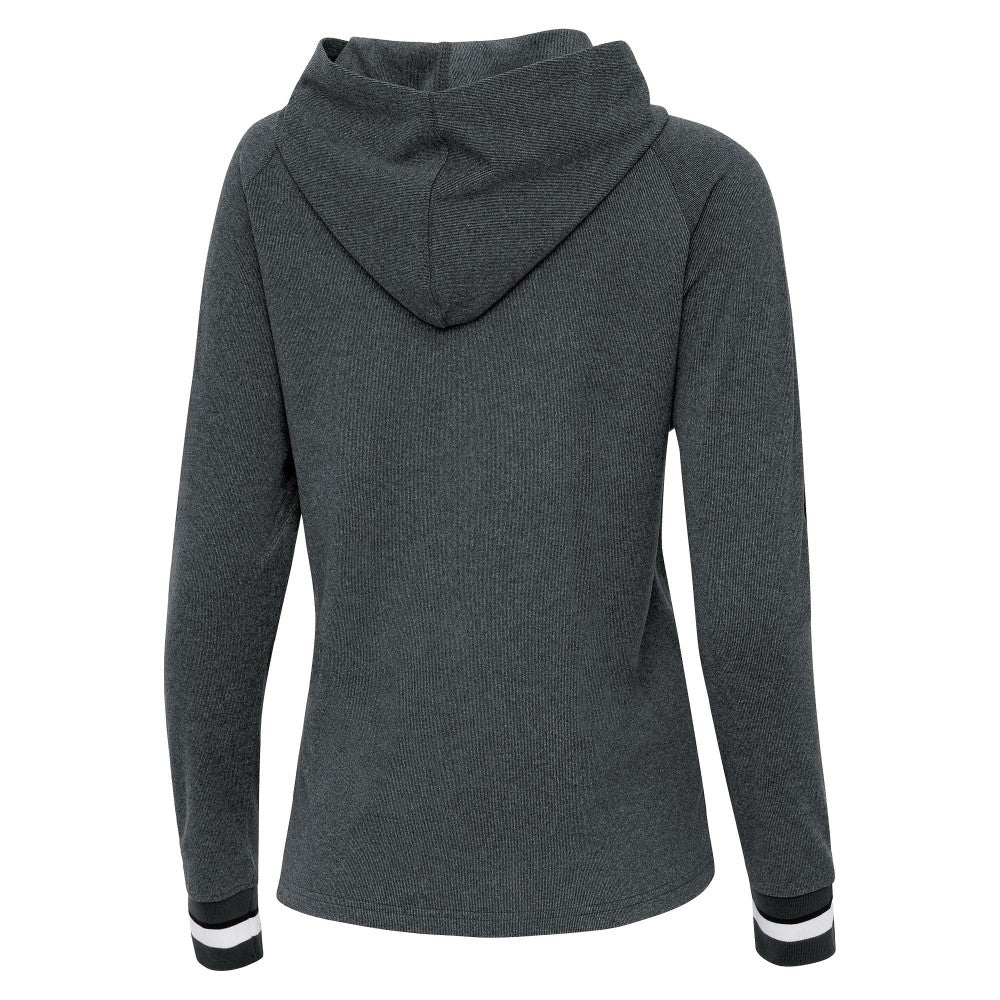 Miami Marlins Antigua Women's Trek Pullover Hoodie Heather Charcoal