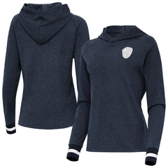 Milwaukee Brewers Antigua Women's Trek Pullover Hoodie Heather Navy