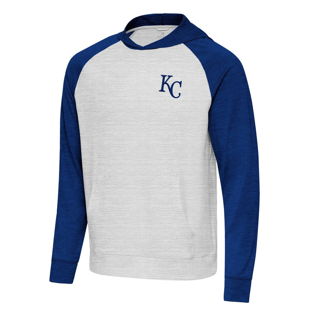 Kansas City Royals Antigua Urgent Pullover Hoodie Royal/Gray