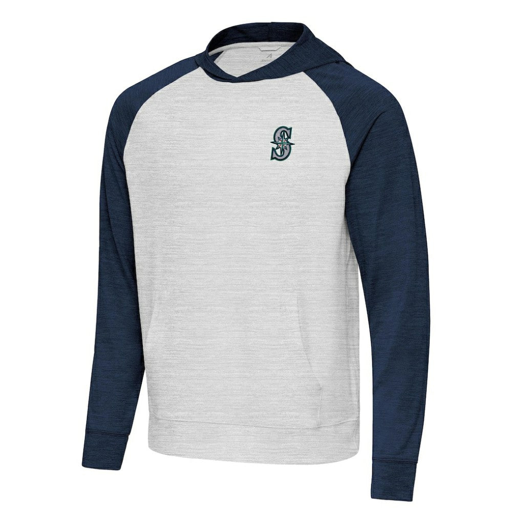 Seattle Mariners Antigua Urgent Pullover Hoodie Heather Navy/Gray