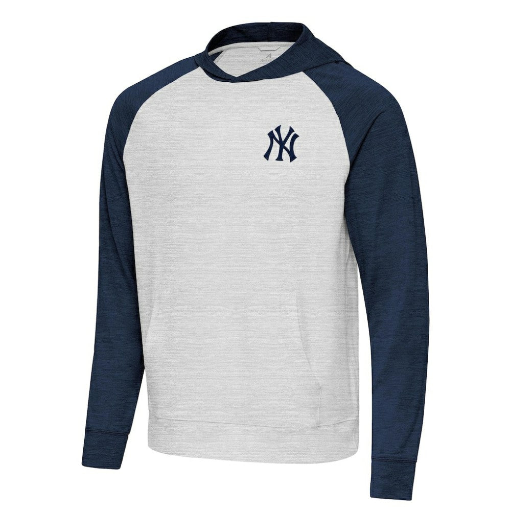 New York Yankees Antigua Urgent Pullover Hoodie Heather Navy/Gray