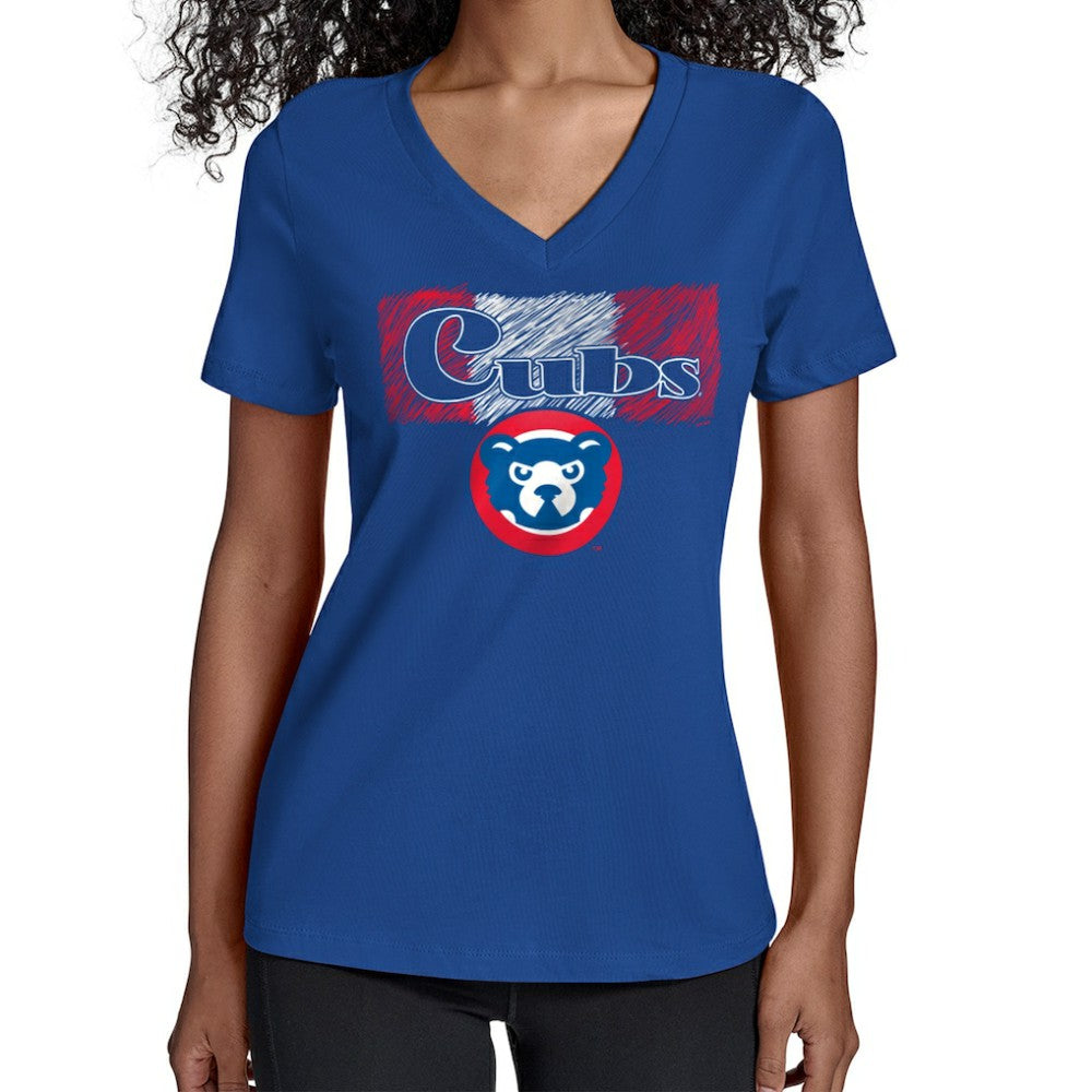 Chicago Cubs Starter Women's Team Color Shading V-Neck T-Shirt Royal