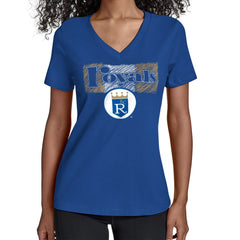 Kansas City Royals Starter Women's Team Color Shading V-Neck T-Shirt Royal