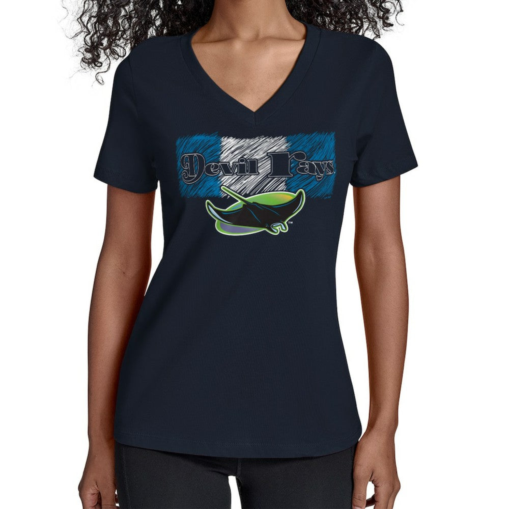Tampa Bay Rays Starter Women's Team Color Shading V-Neck T-Shirt Navy