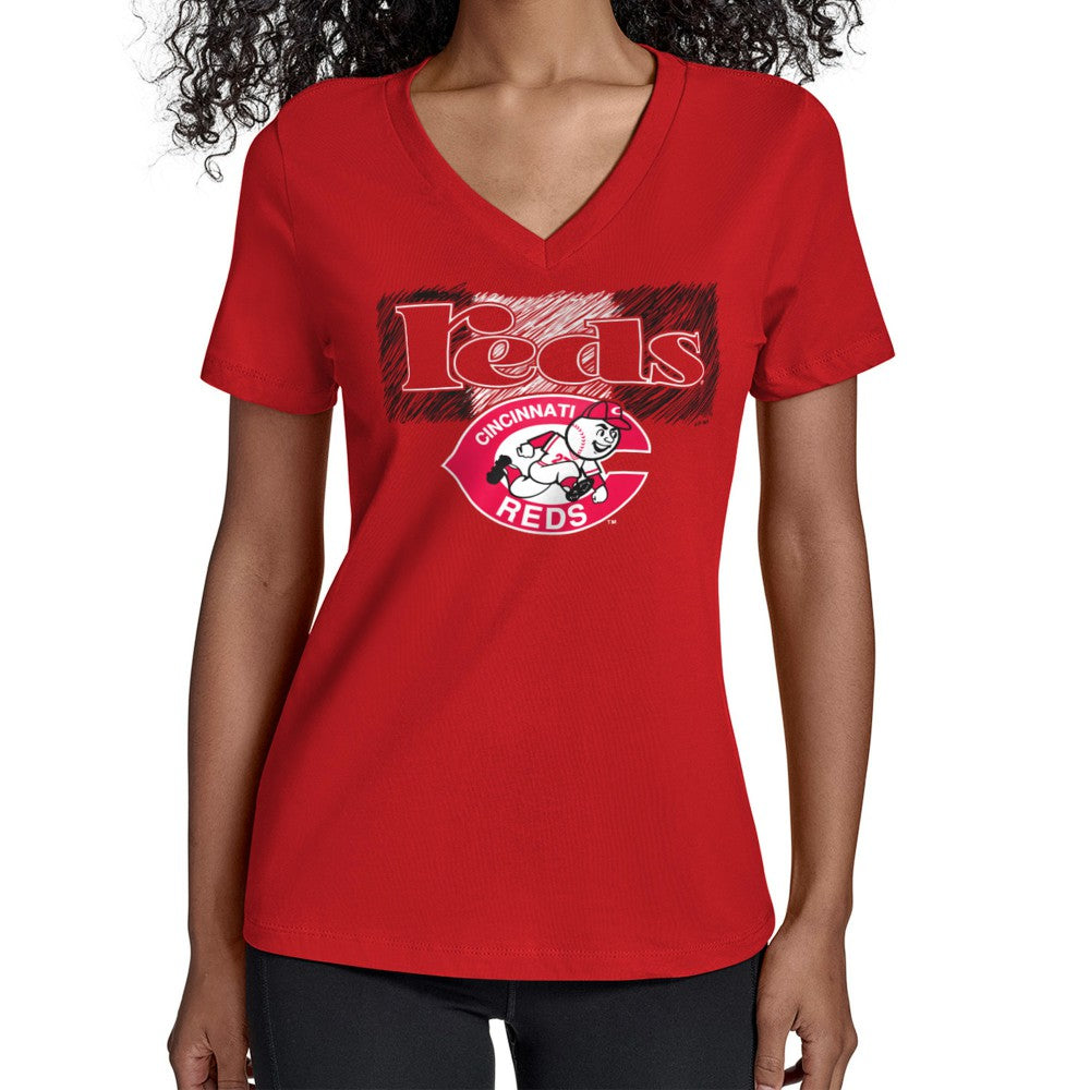 Cincinnati Reds Starter Women's Team Color Shading V-Neck T-Shirt Red