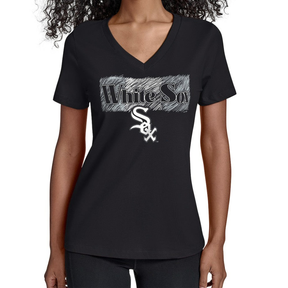 Chicago White Sox Starter Women's Team Color Shading V-Neck T-Shirt Black