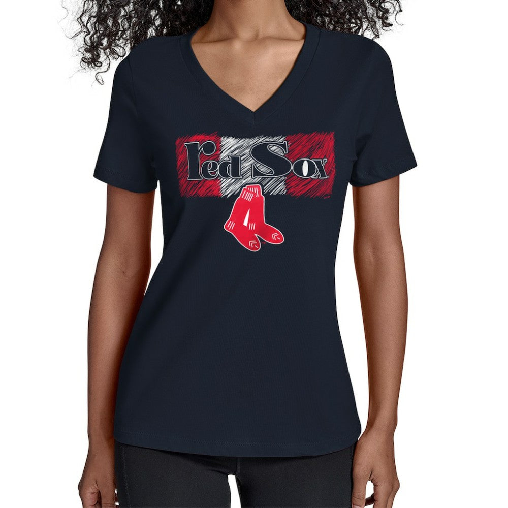 Boston Red Sox Starter Women's Team Color Shading V-Neck T-Shirt Navy