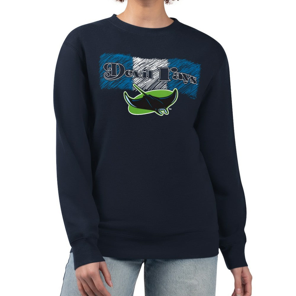 Tampa Bay Rays Starter Women's Team Color Shading Fleece Pullover Sweatshirt Navy