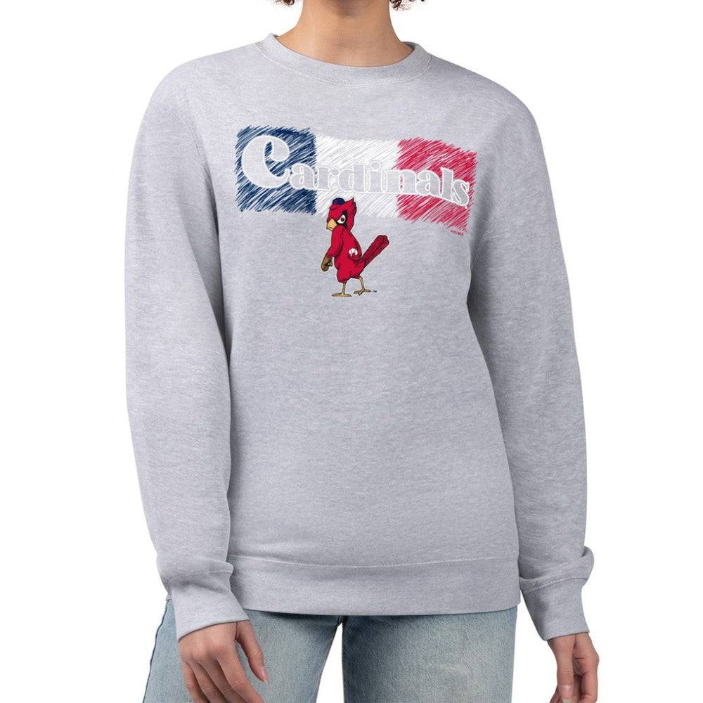 St. Louis Cardinals Starter Women's Team Color Shading Fleece Pullover Sweatshirt Gray