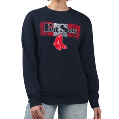 Boston Red Sox Starter Women's Team Color Shading Fleece Pullover Sweatshirt Navy