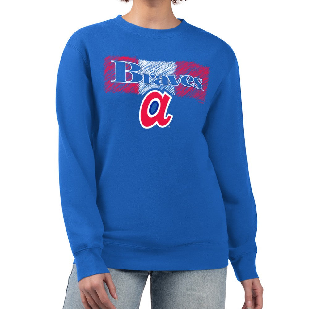 Atlanta Braves Starter Women's Team Color Shading Fleece Pullover Sweatshirt Royal