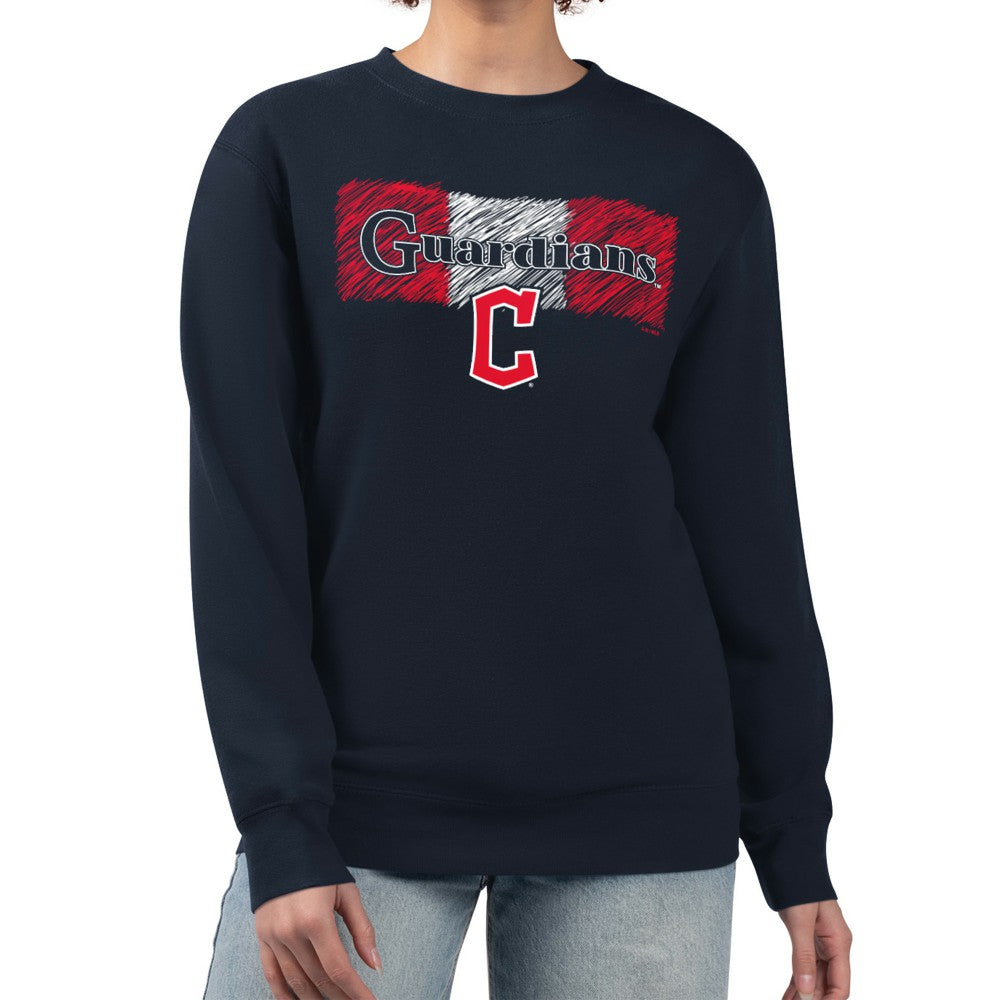 Cleveland Guardians Starter Women's Team Color Shading Fleece Pullover Sweatshirt Navy