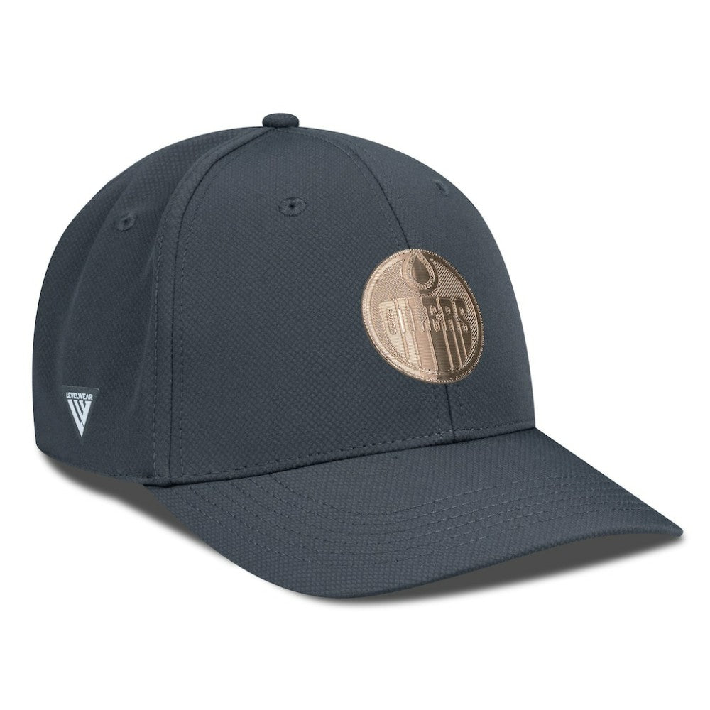 Edmonton Oilers Levelwear Rise Copper Insignia Flex Hat Charcoal