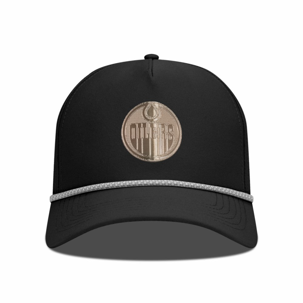 Edmonton Oilers Levelwear Gordon Copper Insignia Vented Adjustable Hat Black