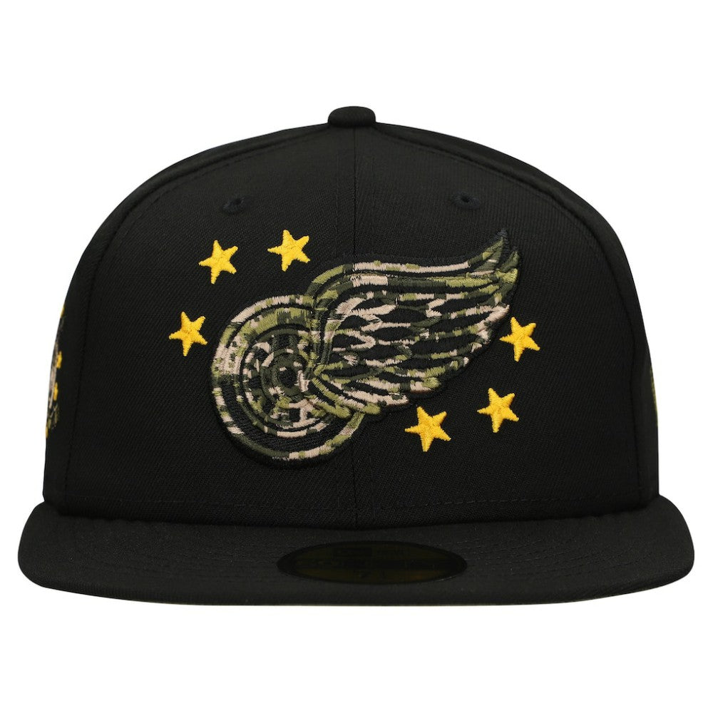 Detroit Red Wings New Era Military Appreciation Digital Camo Stars 59FIFTY Fitted Hat Black