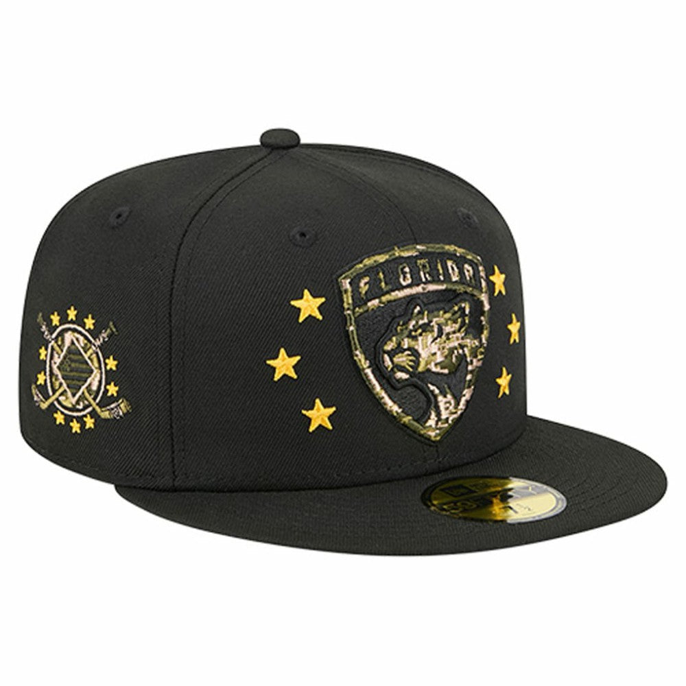 Florida Panthers New Era Military Appreciation Digital Camo Stars 59FIFTY Fitted Hat Black