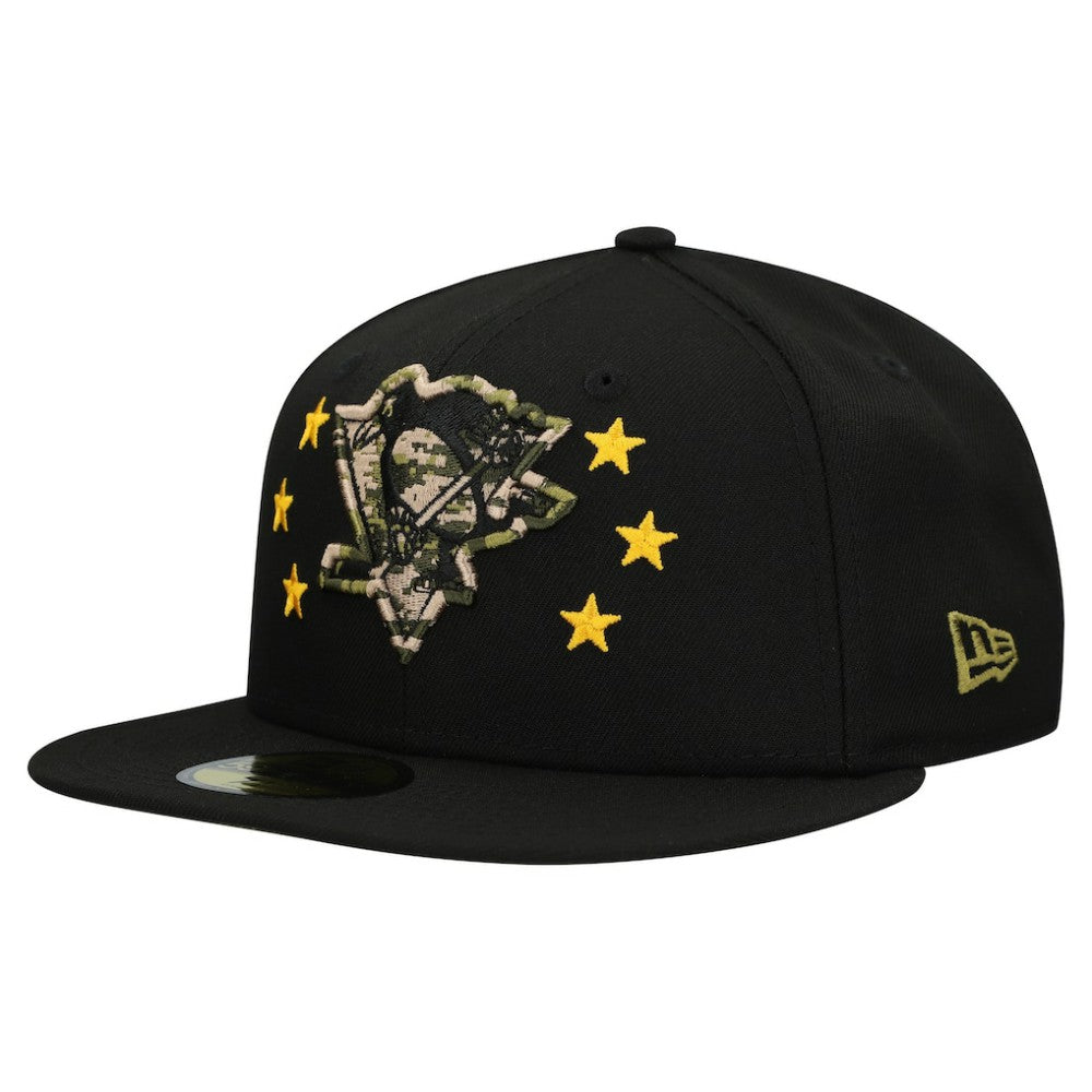 Pittsburgh Penguins New Era Military Appreciation Digital Camo Stars 59FIFTY Fitted Hat Black