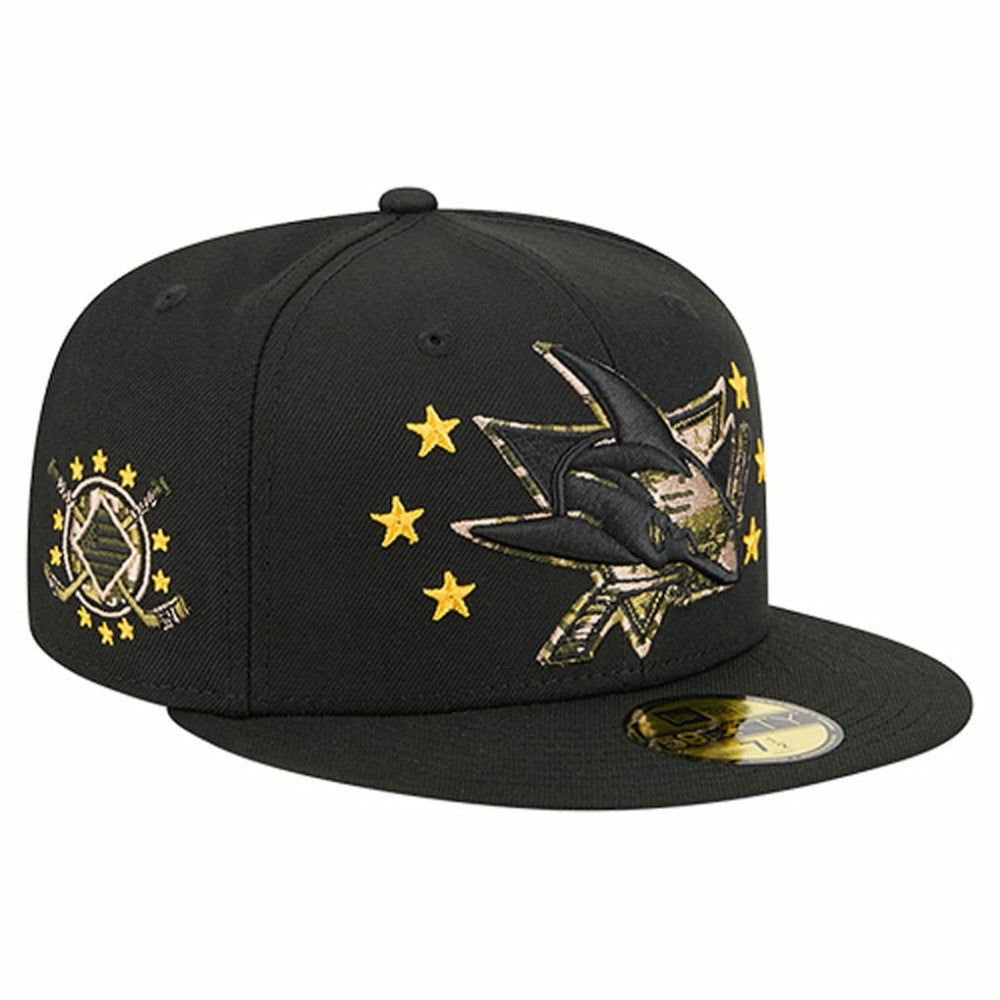San Jose Sharks New Era Military Appreciation Digital Camo Stars 59FIFTY Fitted Hat Black