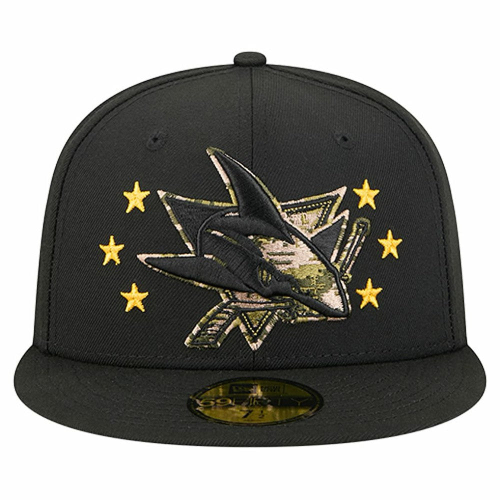 San Jose Sharks New Era Military Appreciation Digital Camo Stars 59FIFTY Fitted Hat Black